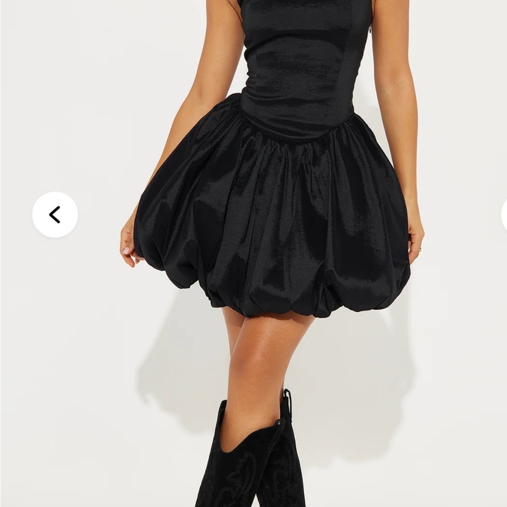 Fashion Nova Black Mini Bubble Dress